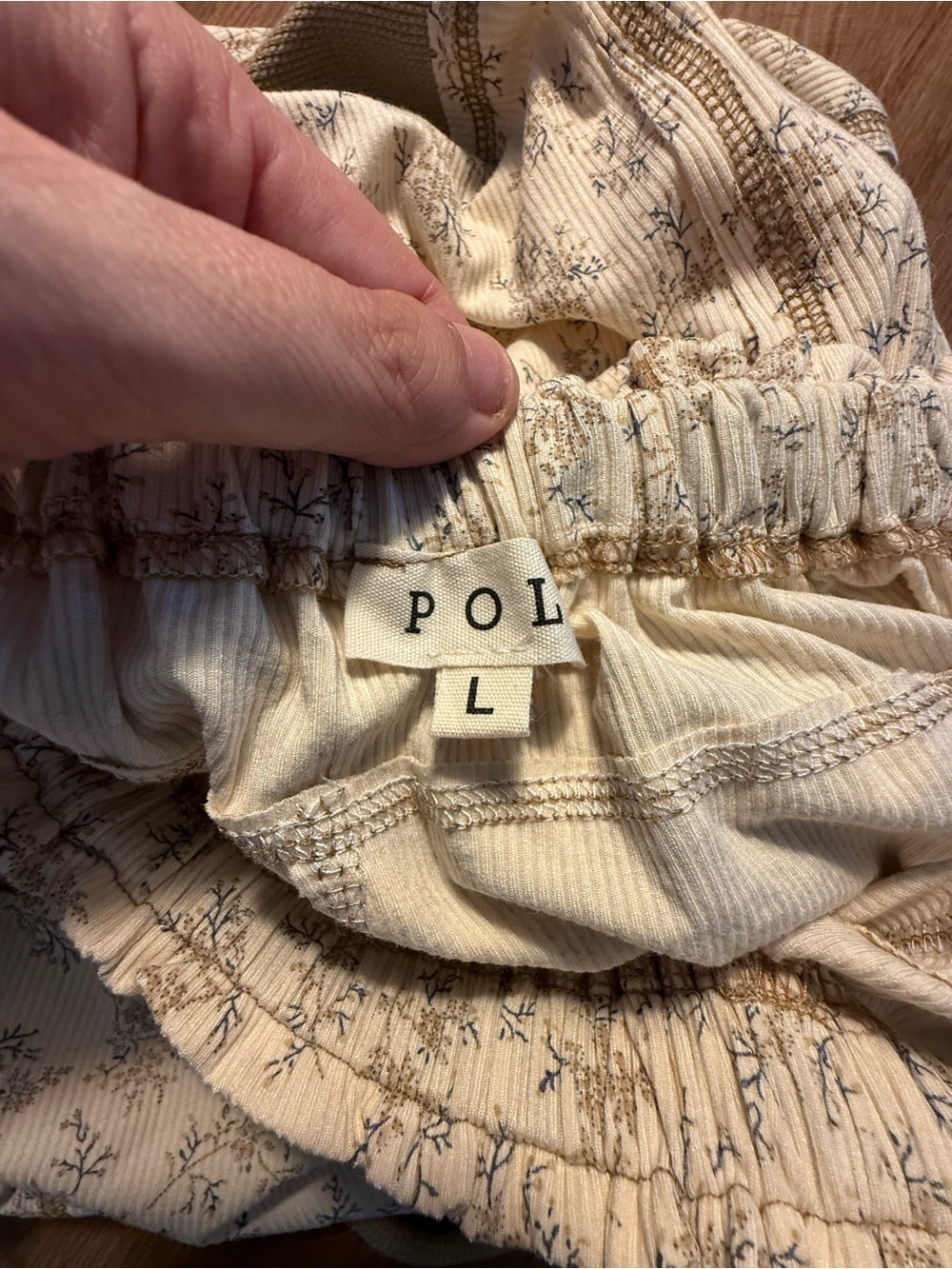 POL Beige Floral Panel Track Pants - Picture 2 of 6